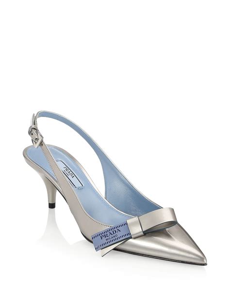 prada silver platform heels|Prada slide sandals kitten heel.